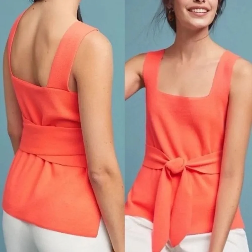 By Anthropologie Harlow Knit Tank Top Neon Tie Wrap Size XL - Picture 2 of 6